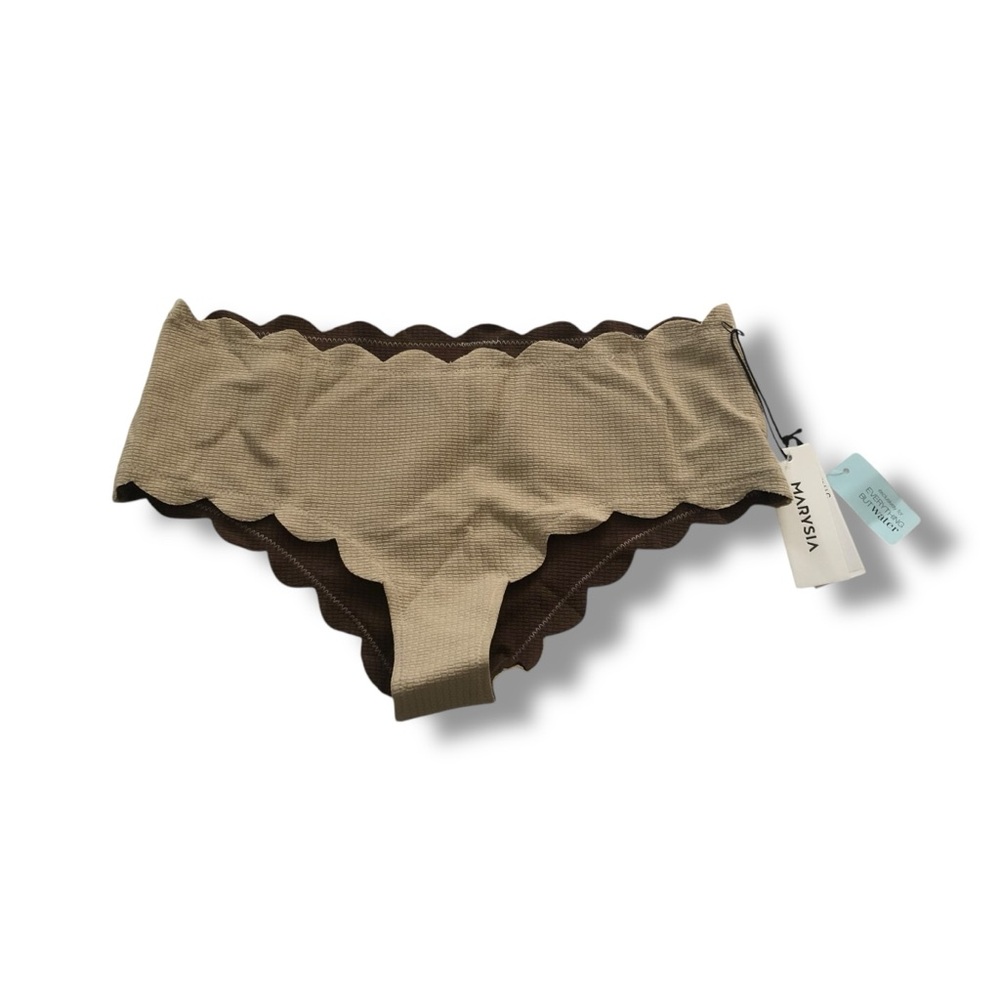 Marysia Swim Spring Scalloped Bikini Bottom Tan NWT Size XS